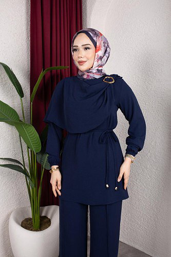 Modaebva - Toka Detaylı Ayrobin Takım-2639 Lacivert (1)