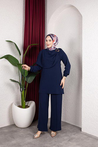 Toka Detaylı Ayrobin Takım-2639 Lacivert - Thumbnail
