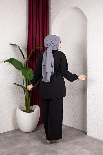 Toka Detaylı Ayrobin Takım-2639 Siyah - Thumbnail