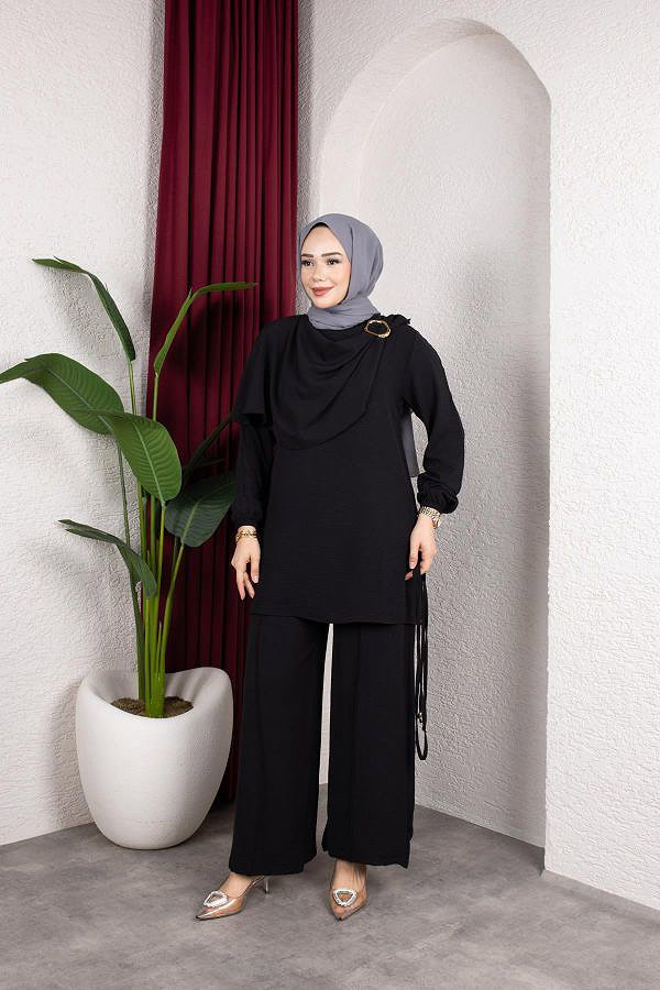 Toka Detaylı Ayrobin Takım-2639 Siyah