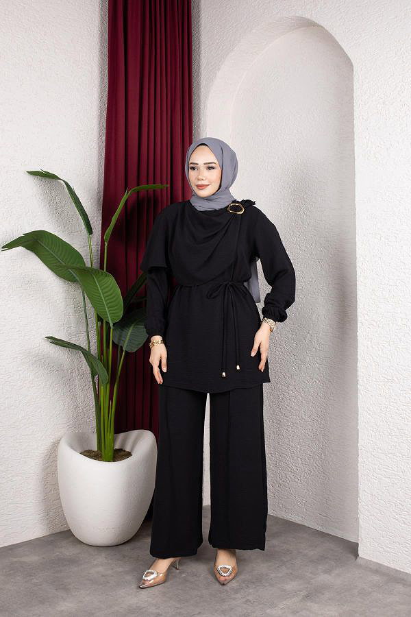 Toka Detaylı Ayrobin Takım-2639 Siyah
