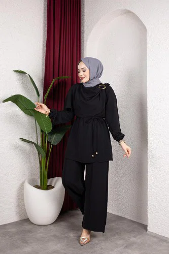 Modaebva - Toka Detaylı Ayrobin Takım-2639 Siyah