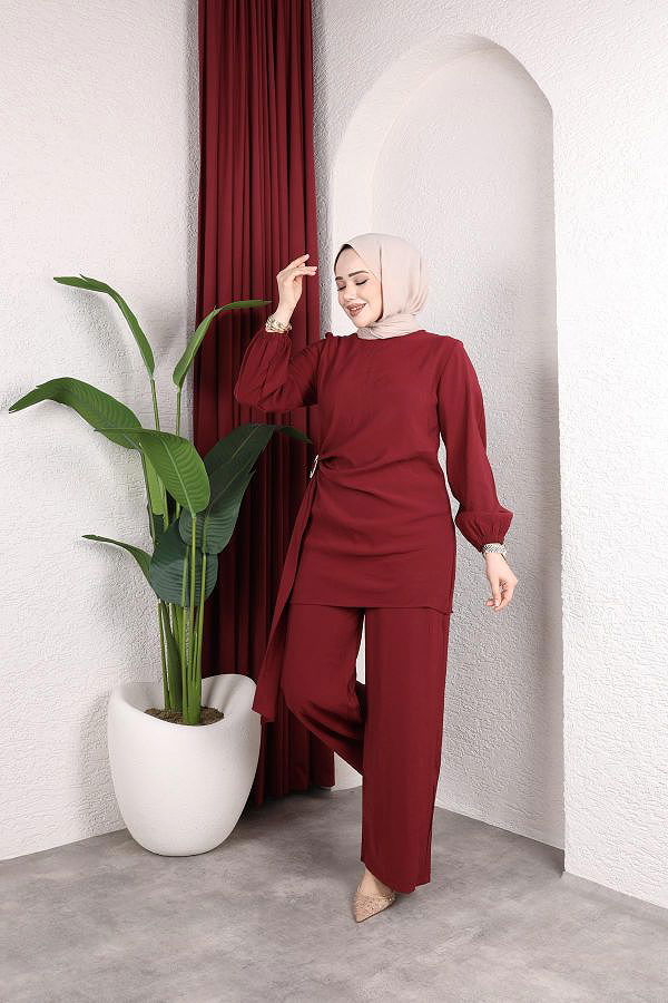 Toka Detaylı Kupra İkili Takım-5095 Bordo