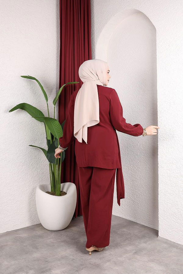 Toka Detaylı Kupra İkili Takım-5095 Bordo