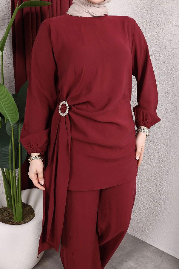 Toka Detaylı Kupra İkili Takım-5095 Bordo