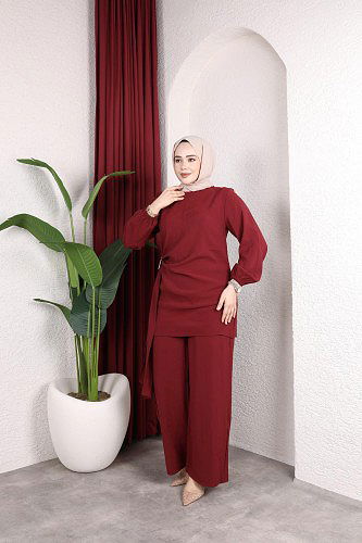 Toka Detaylı Kupra İkili Takım-5095 Bordo - Thumbnail