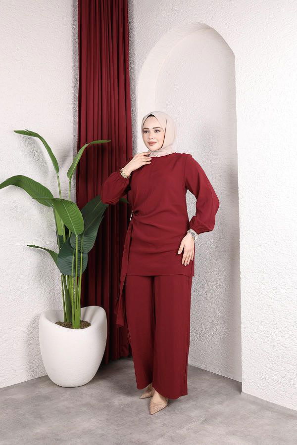 Toka Detaylı Kupra İkili Takım-5095 Bordo