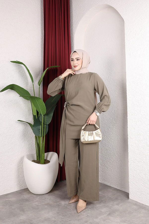 Toka Detaylı Kupra İkili Takım-5095 Hakiyeşili