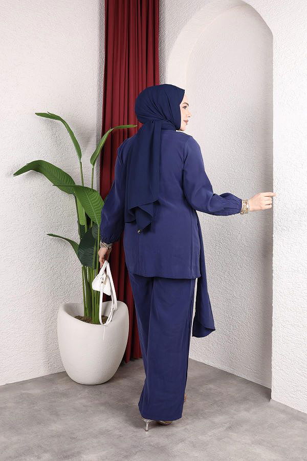 Toka Detaylı Kupra İkili Takım-5095 Lacivert