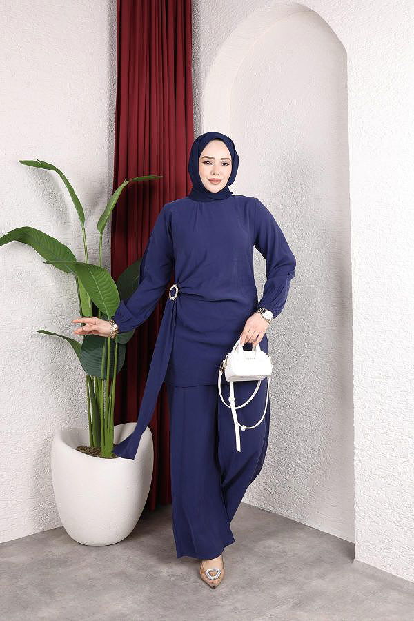 Toka Detaylı Kupra İkili Takım-5095 Lacivert