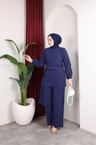 Toka Detaylı Kupra İkili Takım-5095 Lacivert - Thumbnail