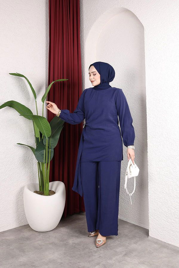 Toka Detaylı Kupra İkili Takım-5095 Lacivert