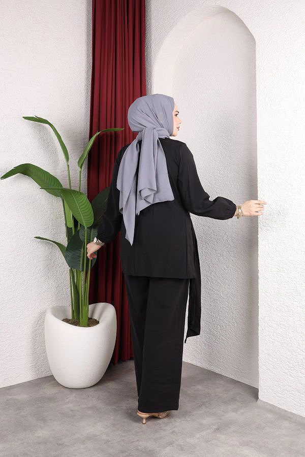 Toka Detaylı Kupra İkili Takım-5095 Siyah